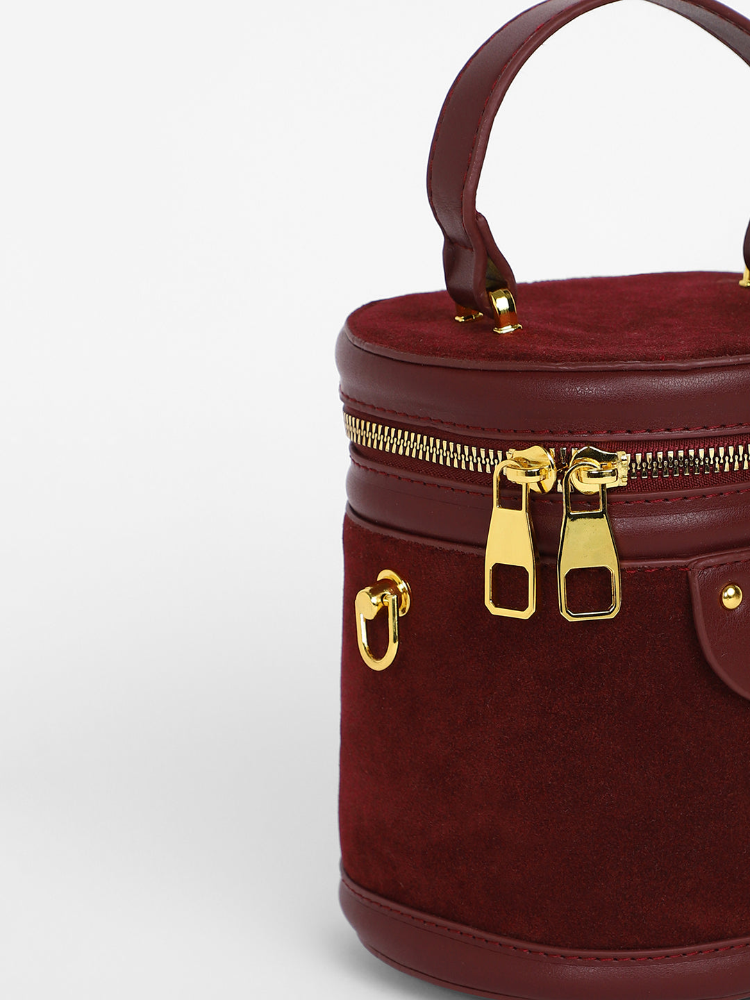 The Velvet Bucket Bag - Wine Red