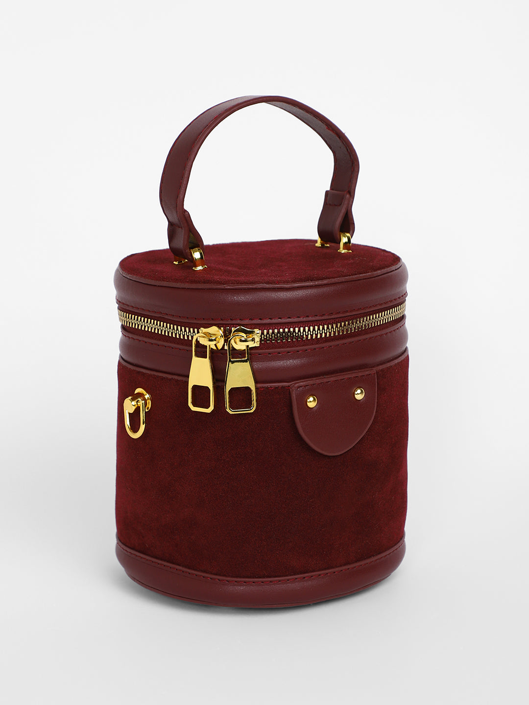 The Velvet Bucket Bag - Wine Red
