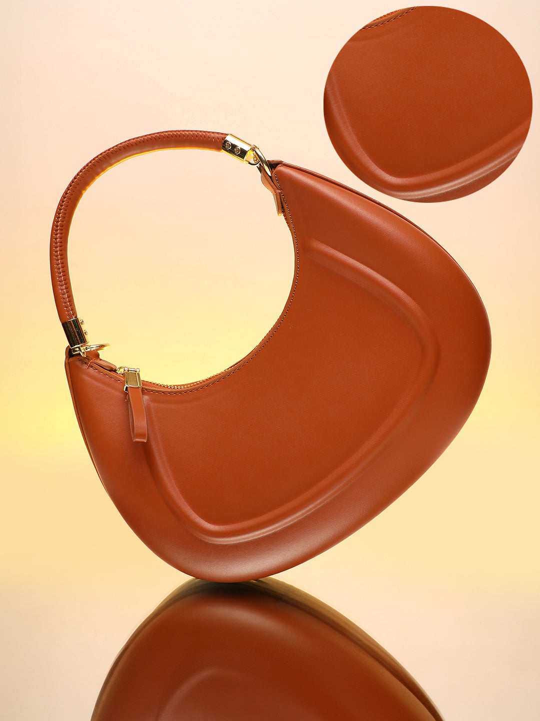 The Curve Hand Bag With Pouch - Chocolate Brown
