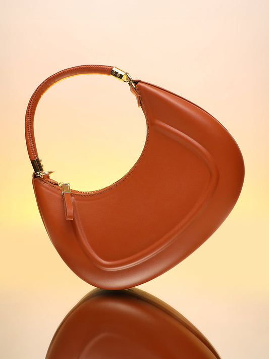 The Curve Hand Bag With Pouch - Chocolate Brown