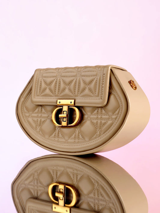 The Quilted Curve Sling Bag - Camel Brown