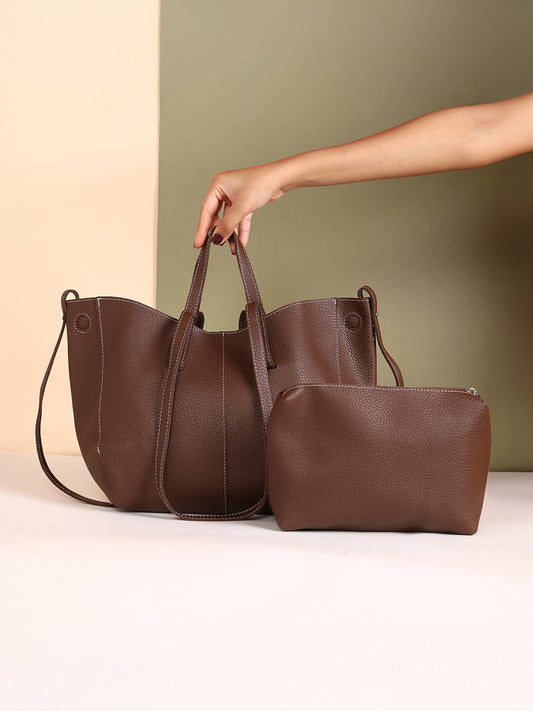 The Medium Illumé Tote Bag With Pouch - Chocolate Brown
