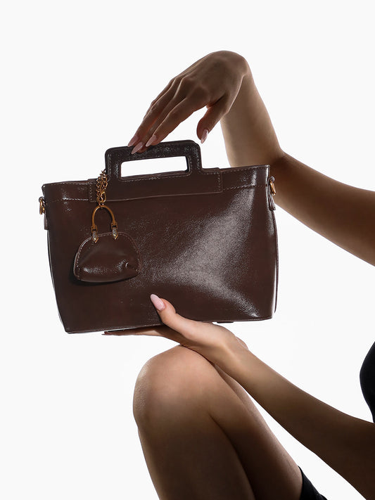 The Madame Hand Bag With Pouch - Coffee Brown