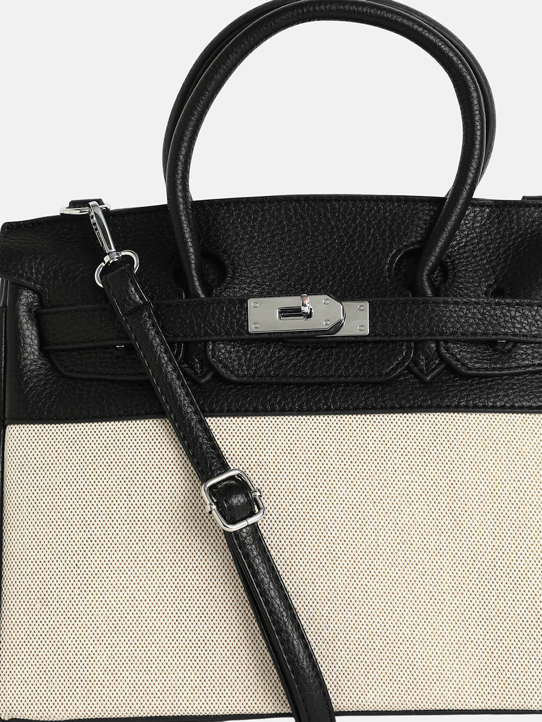 The Panel-Overlap Satchel Bag - Off-White & Obsidian Black