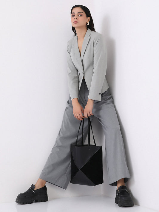 The Veloure Tote Bag With Pouch - Onyx Black