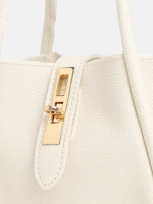 The Galleria Hand Bag With Pouch - Ivory White