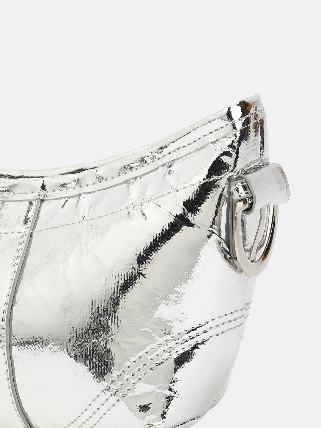 The Crescent Sling Bag - Metallic Silver
