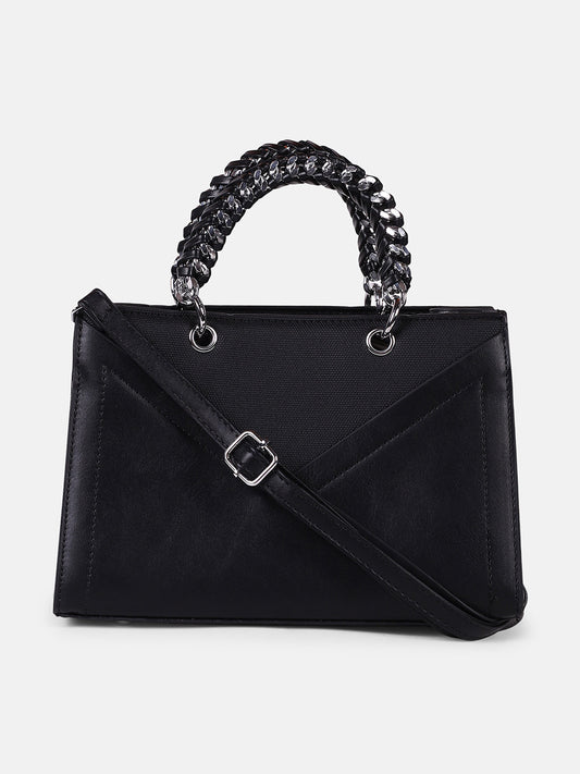 The Overlap-Chainlink Hand Bag - Onyx Black