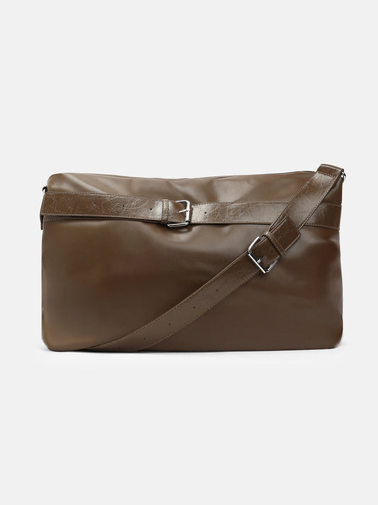 The Tang-Buckle Tote Bag - Chocolate Brown