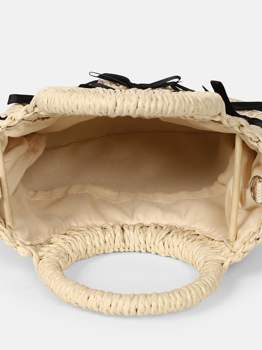The Bow-Straw Hand Bag - Desert Sand
