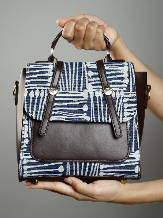 The Indie-Folk Backpack - Indigo Blue & Chocolate Brown