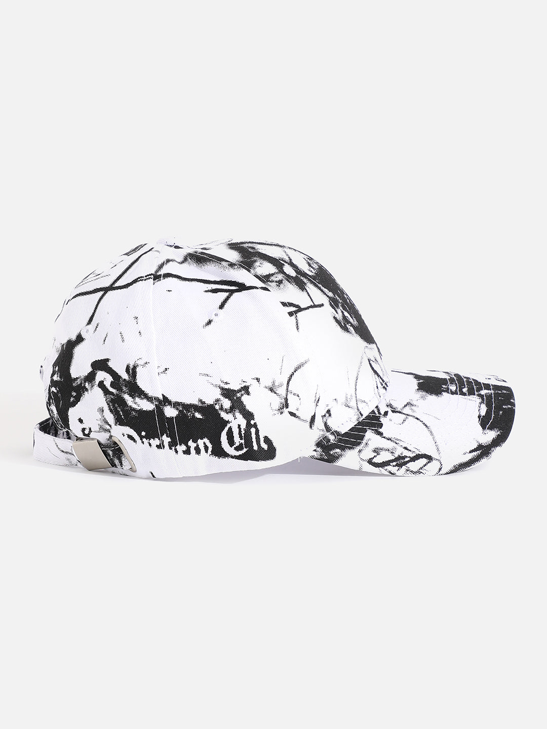 BLACK & WHITE TIE-DYE TEXTURED BASEBALL CAP