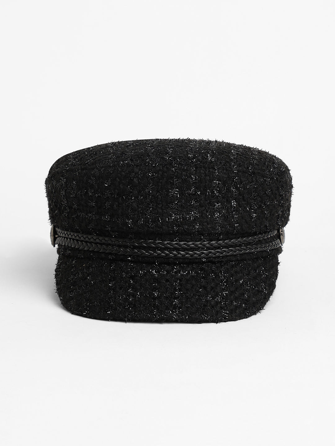Braid-Lined Bakerboy Cap - Midnight Black