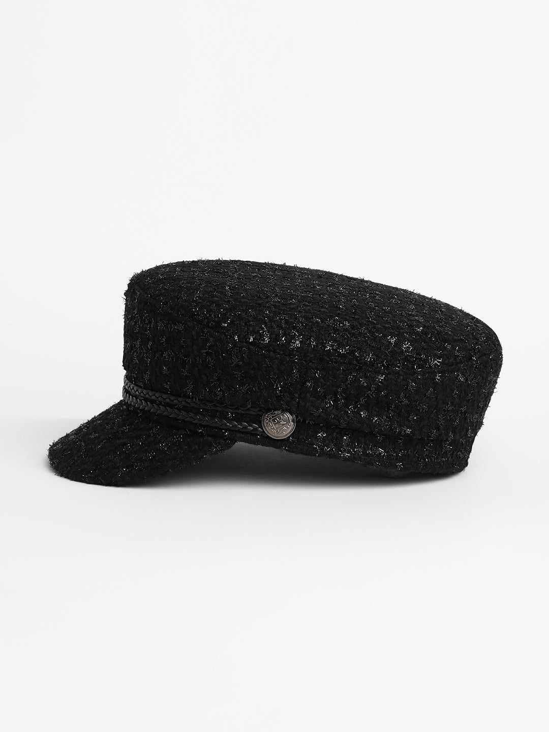 Braid-Lined Bakerboy Cap - Midnight Black