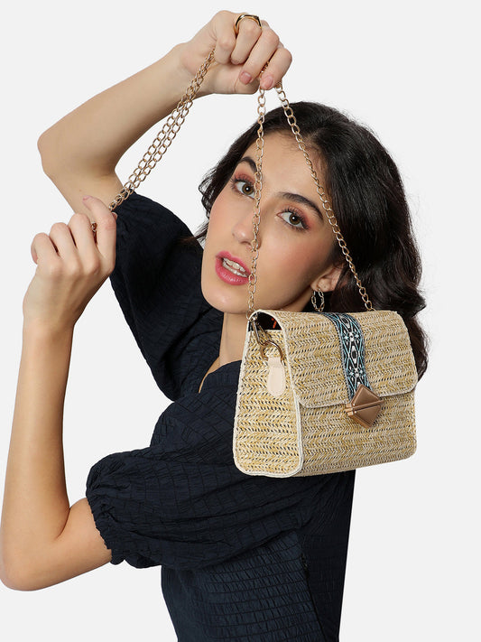 Hessian Beige Cross Body Bag