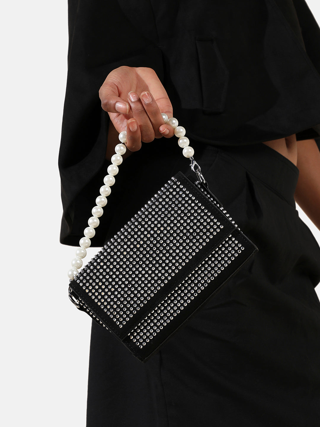 All Over Studs Sling Bag - Black