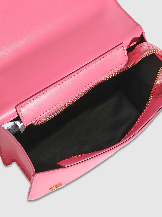 Contrast Flap Sling Bag - White & Pink