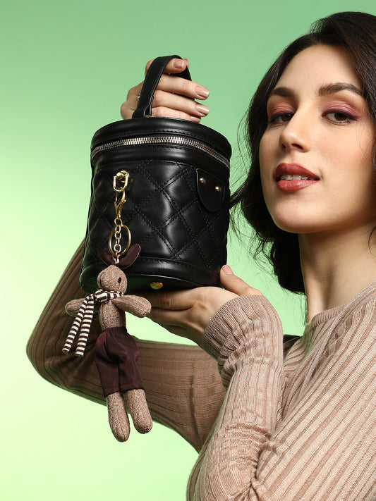 The Quilted Bucket Bag - Midnight Black