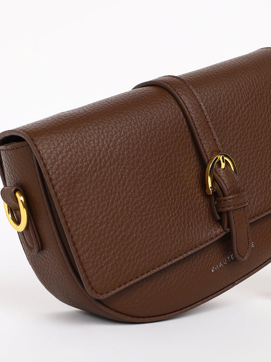 The Tang-Buckle Shoulder Bag - Coffee Brown