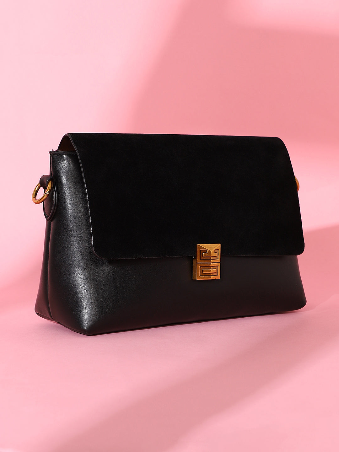The Velvet Block Shoulder Bag - Midnight Black
