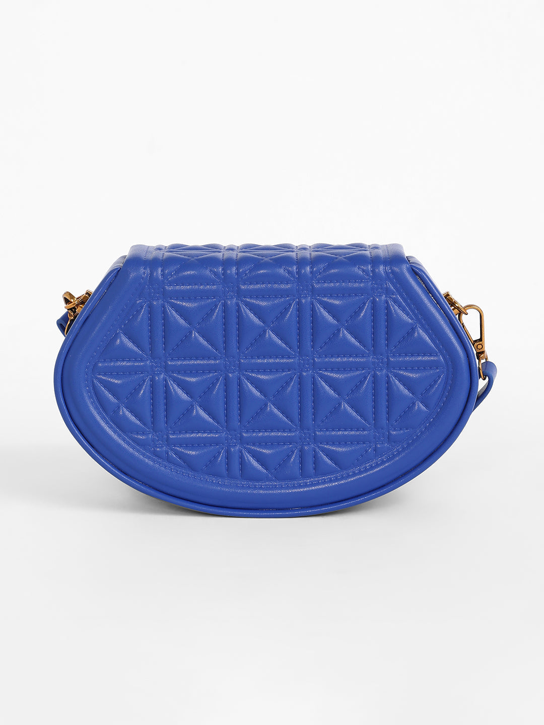 The Quilted Curve Sling Bag - Royal Blue