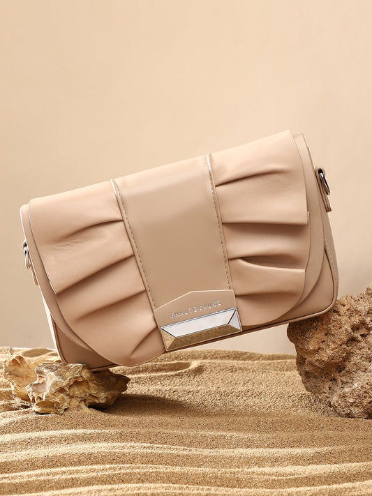 The Ruched Sling Bag - Beige