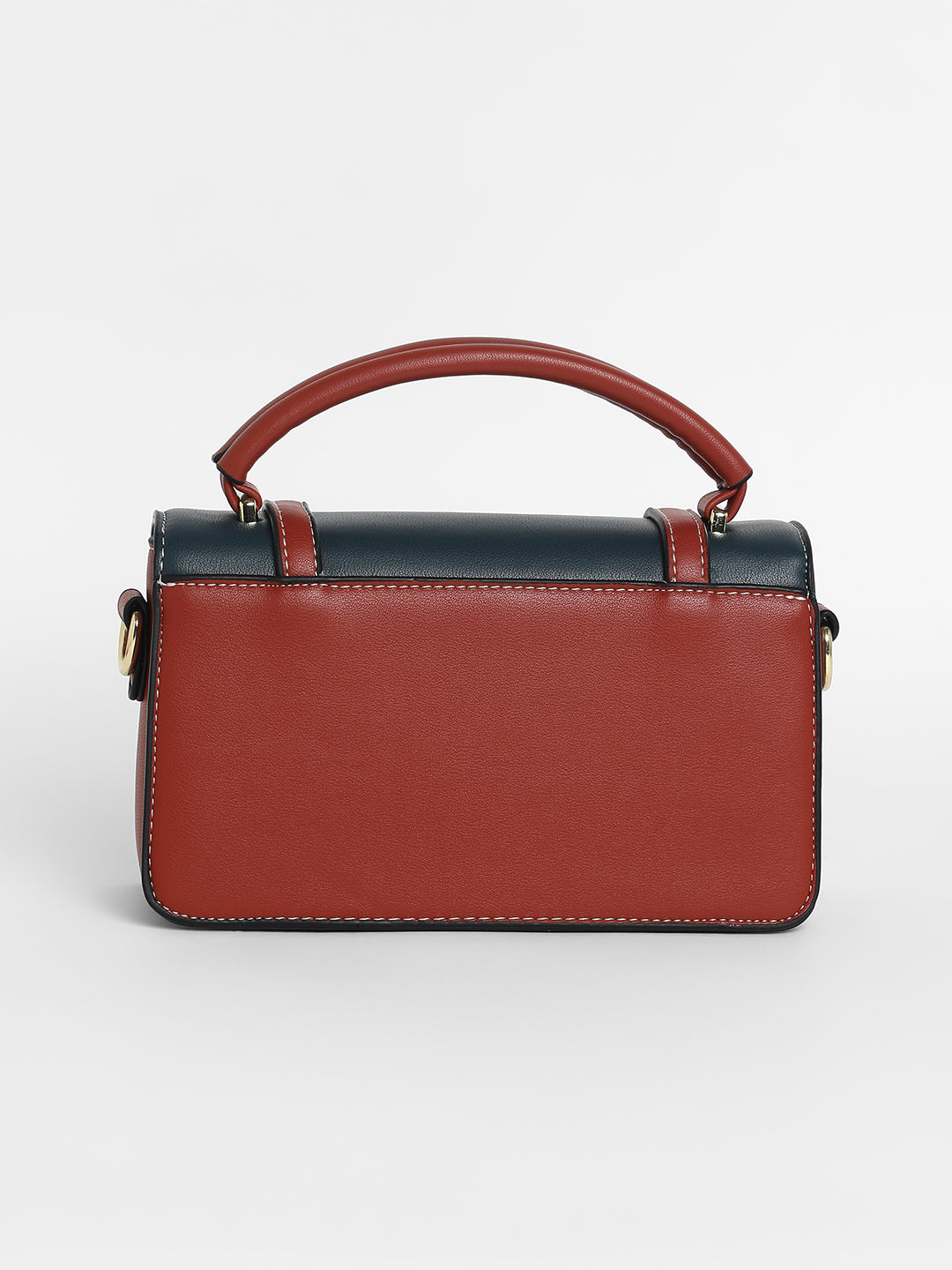 The Linea Hand Bag - Terracotta Brown & Navy Blue