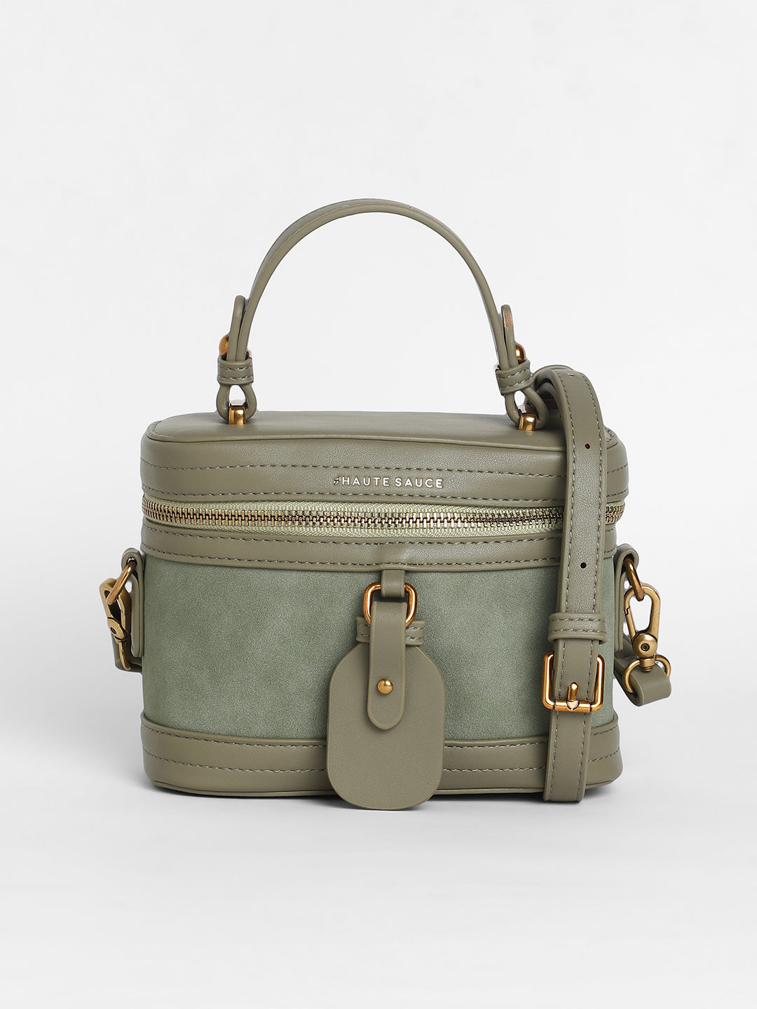 The Velvet Oval Bucket Bag - Olive Green
