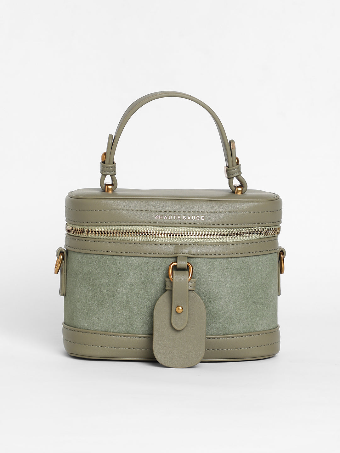 The Velvet Oval Bucket Bag - Olive Green
