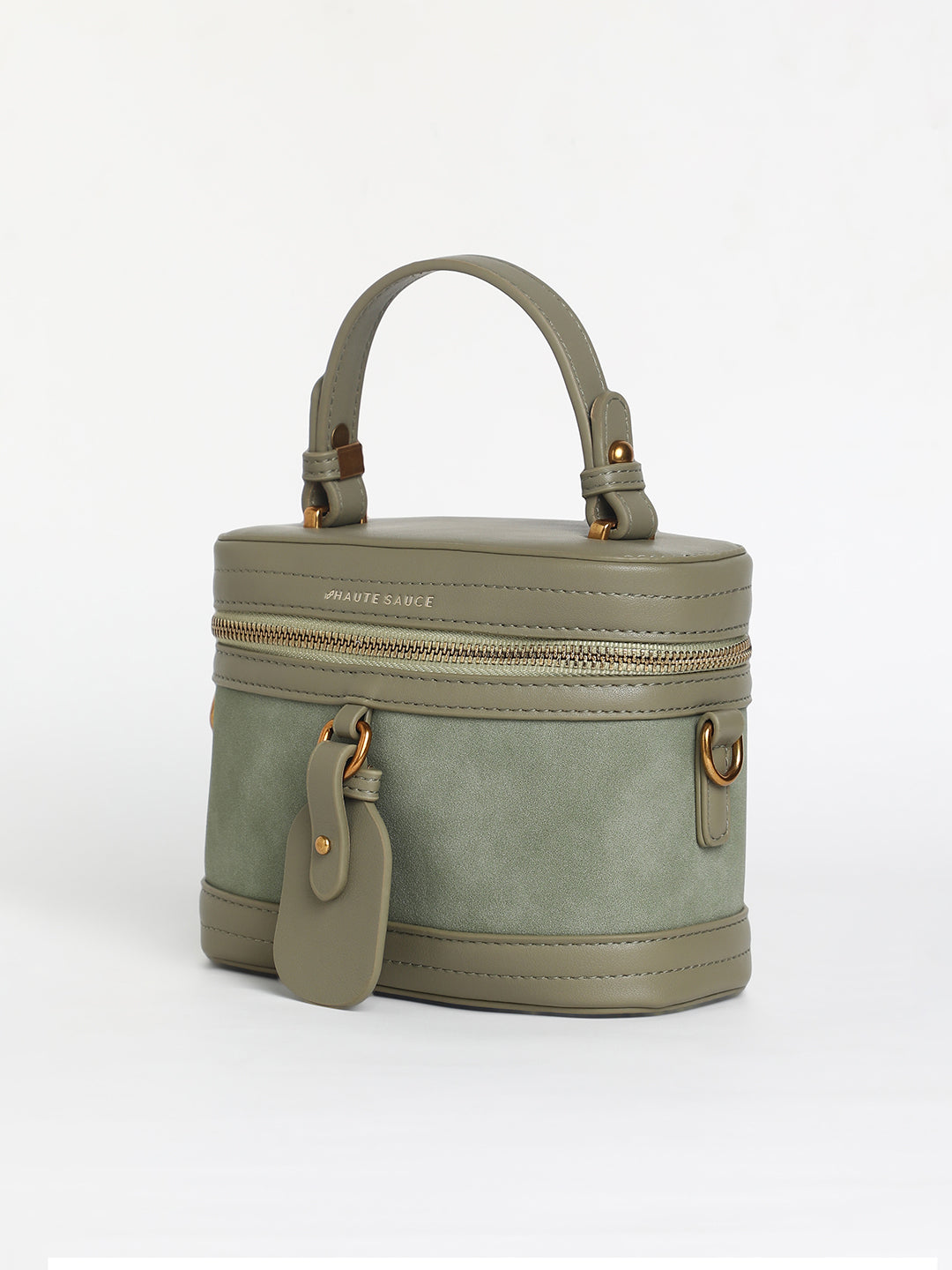 The Velvet Oval Bucket Bag - Olive Green