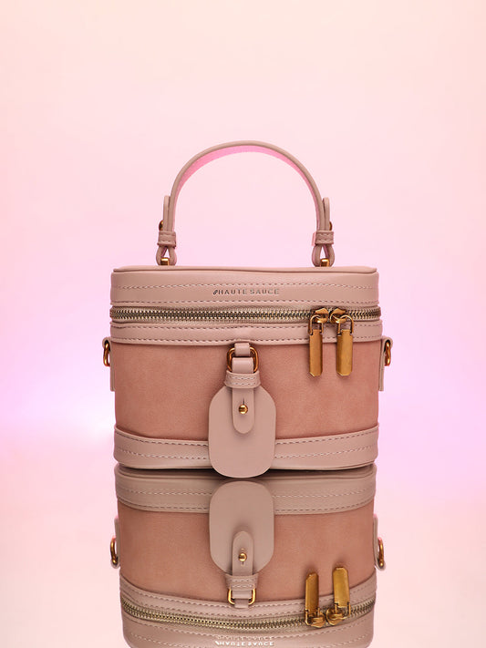 The Velvet Oval Bucket Bag - Nude Pink