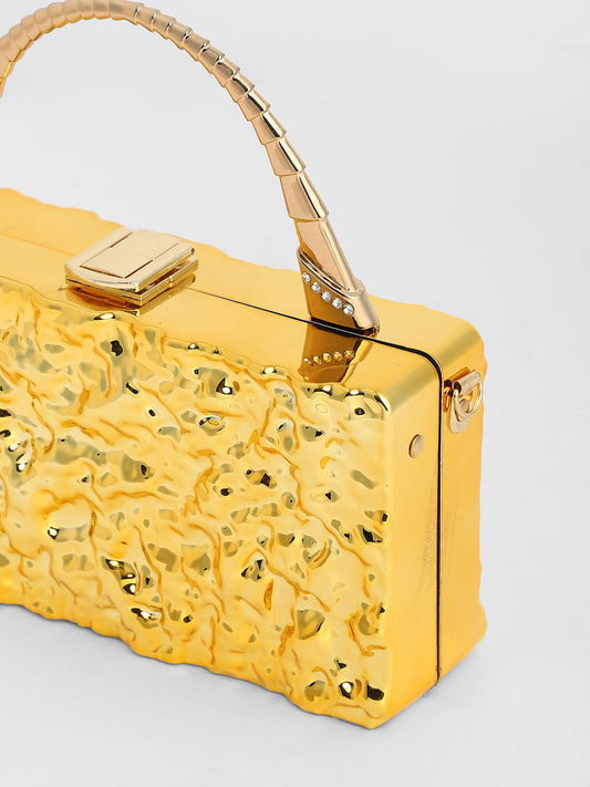The Dented Serpic Clutch Bag - California Gold