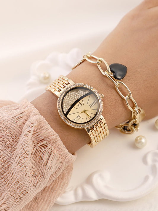 The Horizon Bijou Round Watch With Bracelet Combo