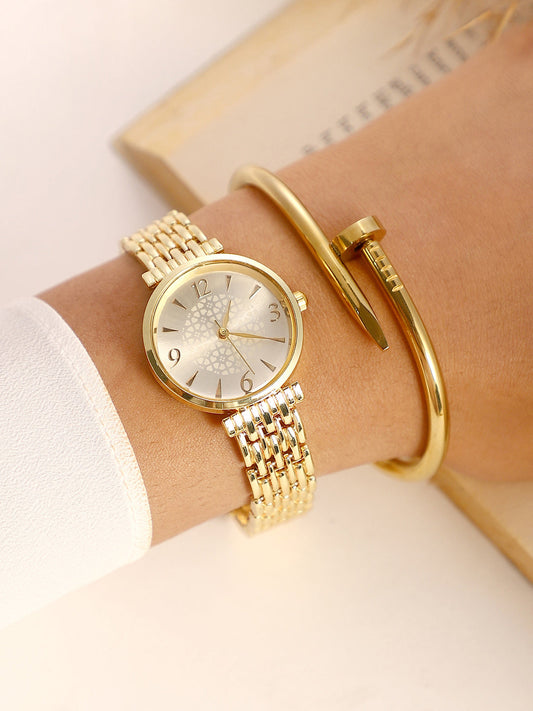 Round Watch With Bracelet Combo