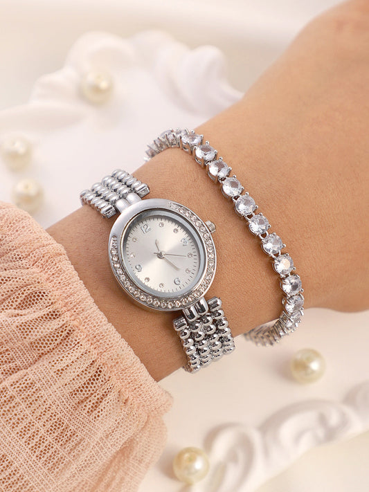 The Dotted Oval Watch With Bracelet Combo