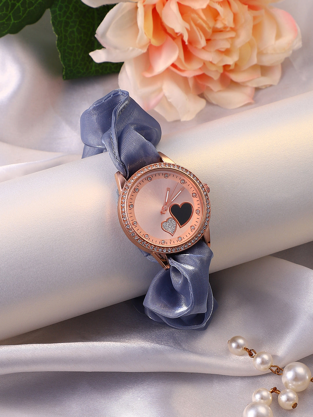 The Scrunchie Heart Round Watch - Lapis Blue