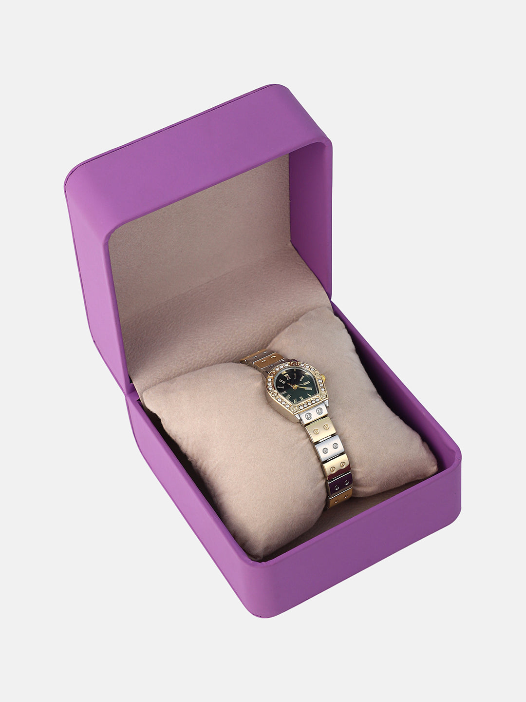 The Slim Torque-Roman Asymmetric Watch - Metallic Silver & California Gold