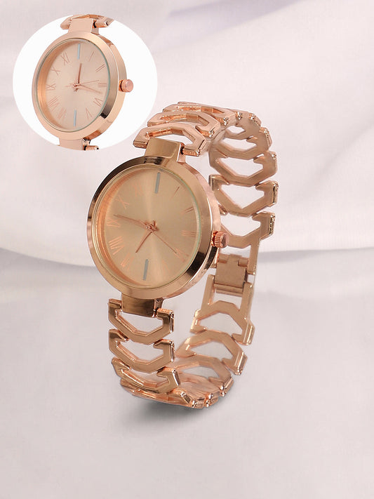 The Commute Round Watch - Rose Gold