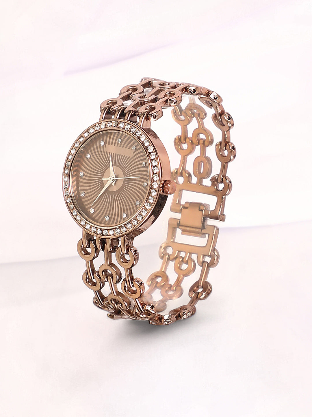 The Chainlink Round Watch - Taupe Brown