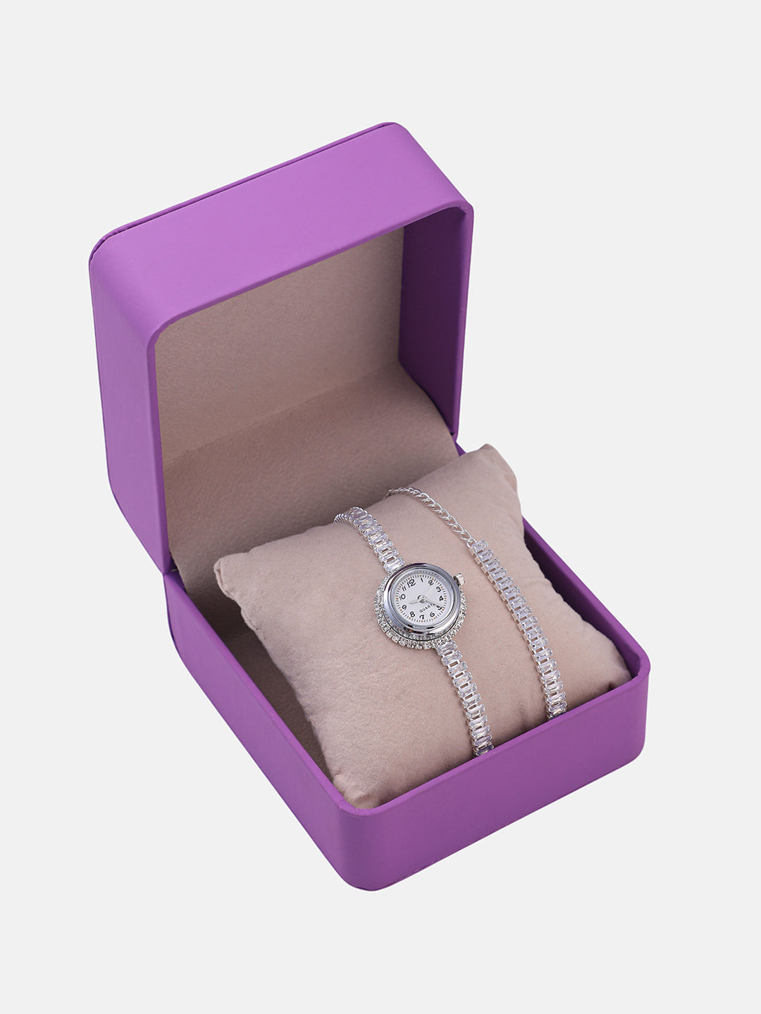 The Crystalized Wrap Round Watch - Metallic Silver