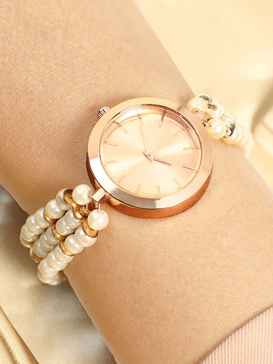 The Noor Round Watch - Pearl White