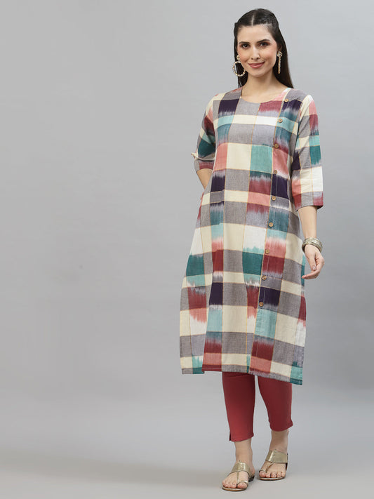 Women Ikat Woven Design Kurta Krya