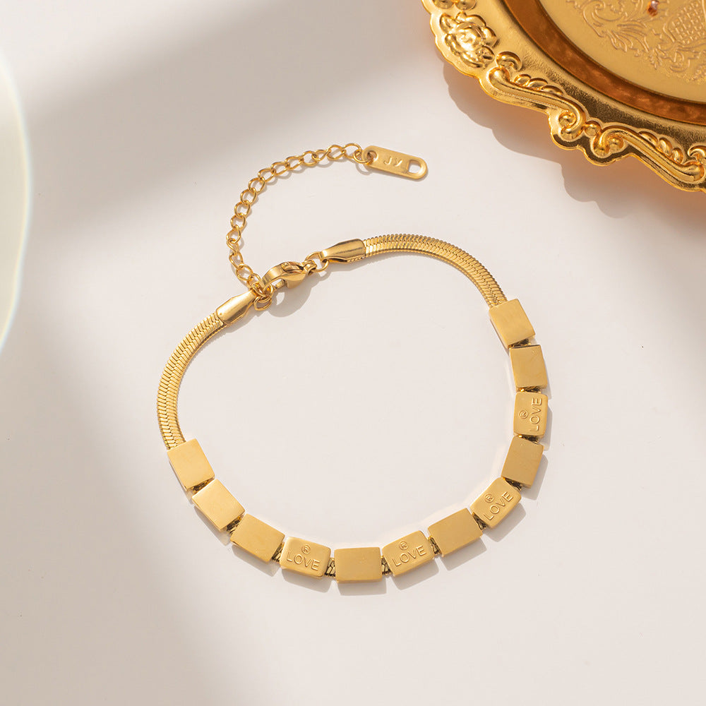 just-lil-things-artificial-Golden Love Link Bracelet – Minimal Charm Design--jltb0281 Just Lil Things