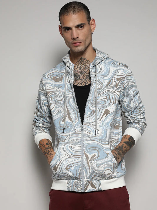 Contrast Fluid Zip Front Hoodie