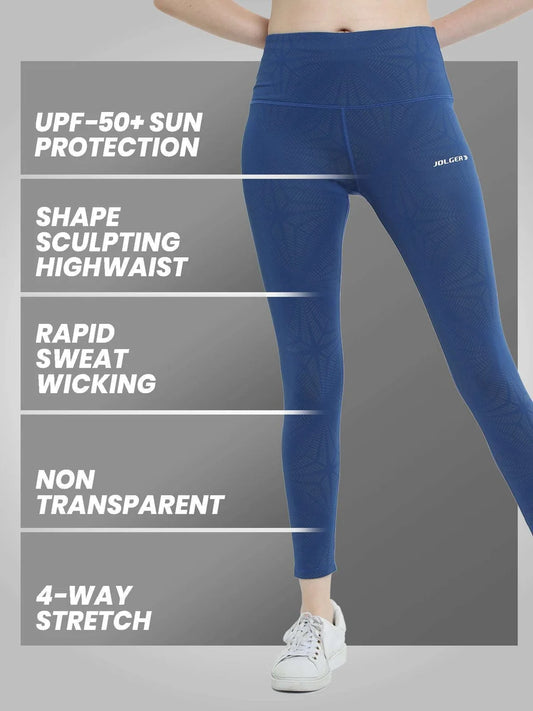 Women's High Waist Active Wear Yoga & Gym 7/8 Leggings-ocean blue