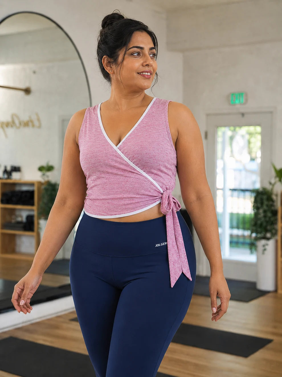 Women's Ultra Breathable Side Knot Wrap Around Crop Top-purple