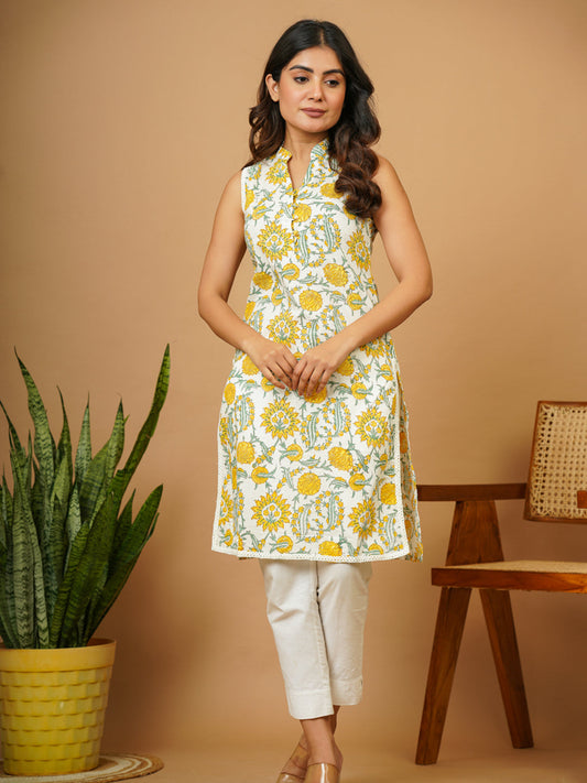 White Floral B.P. Kurti