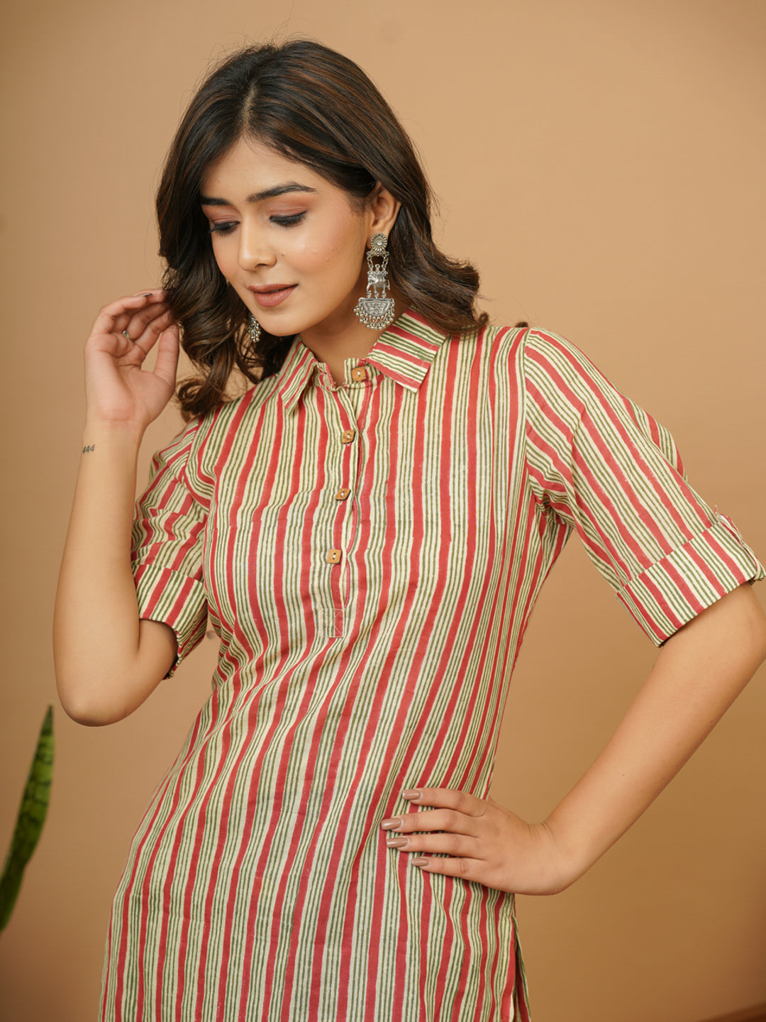 Red Stripe Tribal Kurti