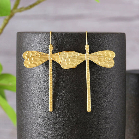 Dragonfly Textured Drop Earrings JLT12788 Just Lil Things