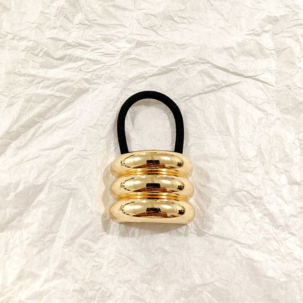 Triple Dome Gold Hair Tie – Statement Metallic Elastic JLTS0514 Just Lil Things